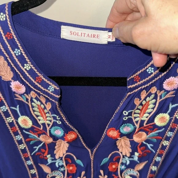 Embroidered Blouse with 3/4 Sleeves - Picture 2 of 3